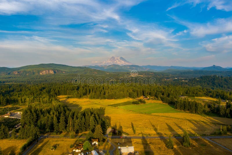 Mount Rainier on the Horizon in August Stock Image Image of summer