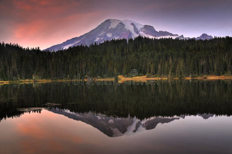 Mount Rainier with reflection royalty free stock photo