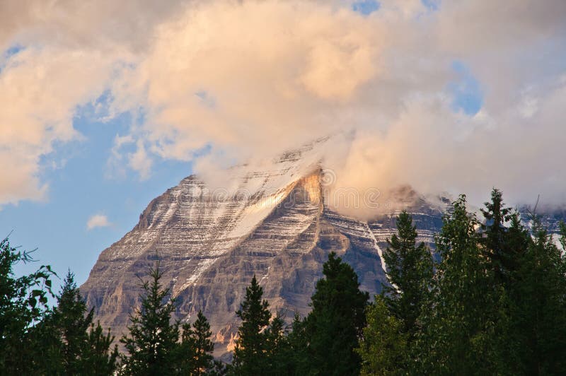 Mount Robson sunset stock image