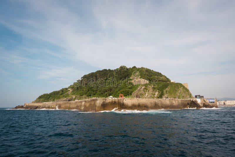 Mount Urgull in San Sebastian city bay, Basque country, Spain. royalty free stock photography Mount Urgull in San Sebastian city bay, Basque country, Spain. royalty free stock photography