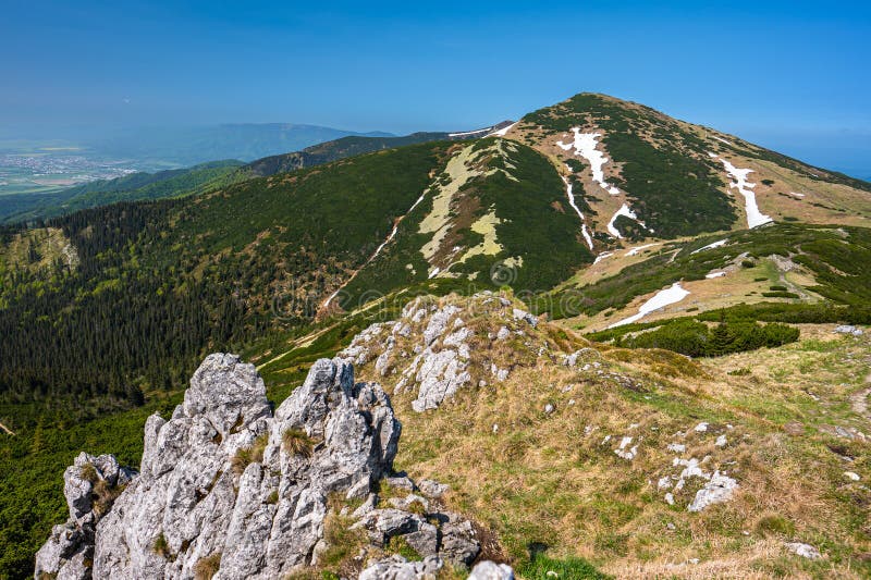 Mount Velky Krivan. Colorful spring mountain landscape of the Mala Fatra, Slovakia