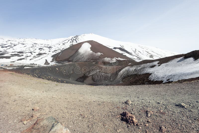 Mount volcano Etna, volcanic crater with snow. Sicily, Italy. stock photography Mount volcano Etna, volcanic crater with snow. Sicily, Italy. stock photography