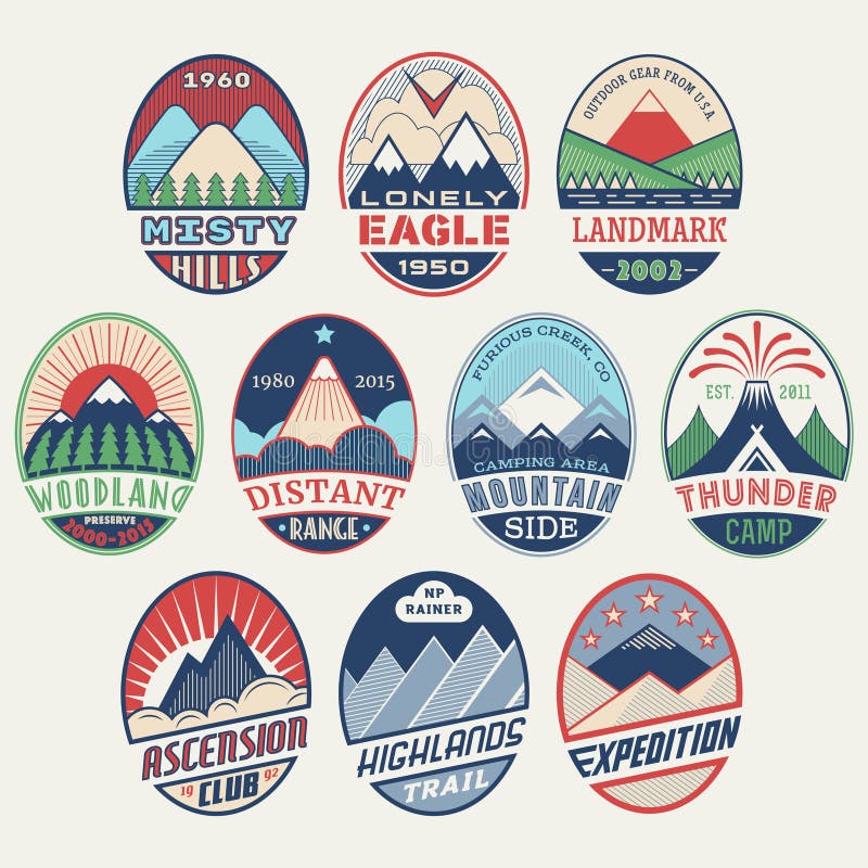 Mountain badge set2 stock vector. Illustration of scout - 52607783
