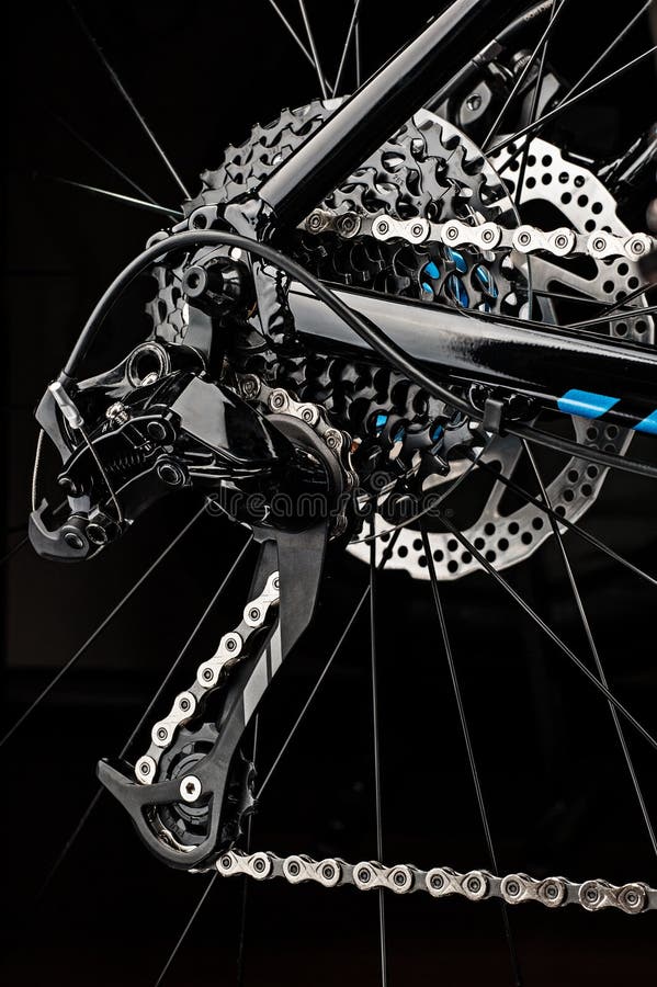 Mountain Bicycle Gears System on Dark Background Stock Photo Image of