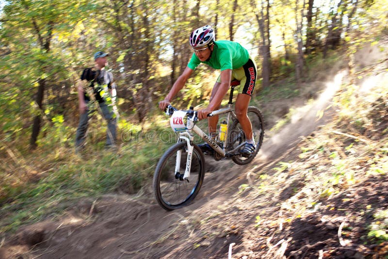Mountain Bike Competition in Autumn Forest Editorial Stock Image Image of holiday, biking
