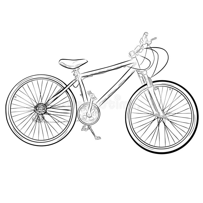 Vector Simple sketchy mountain bike at white background. Vector Simple sketchy mountain bike at white background