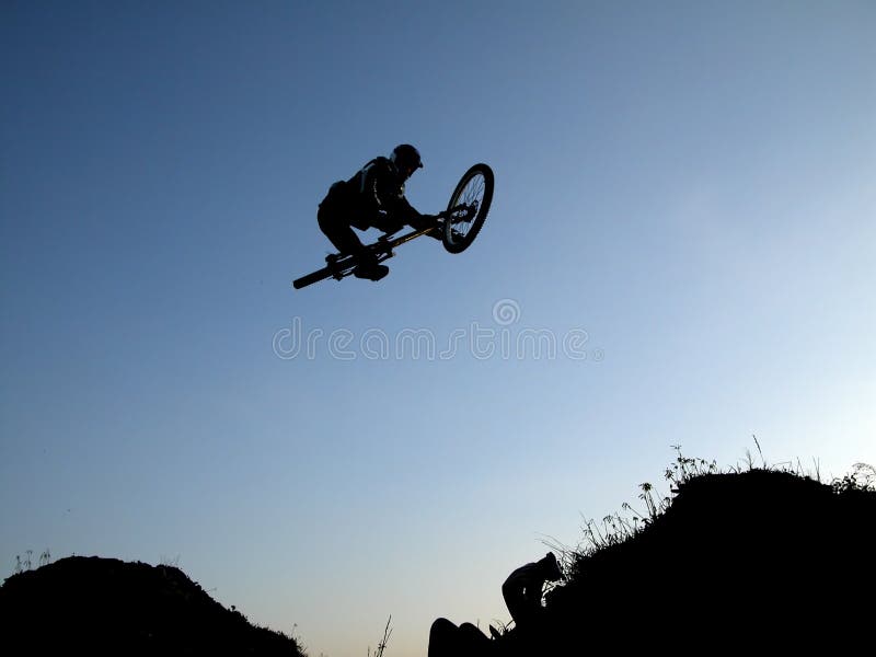 Mountain bike jump royalty free stock photography Mountain bike jump royalty free stock photography