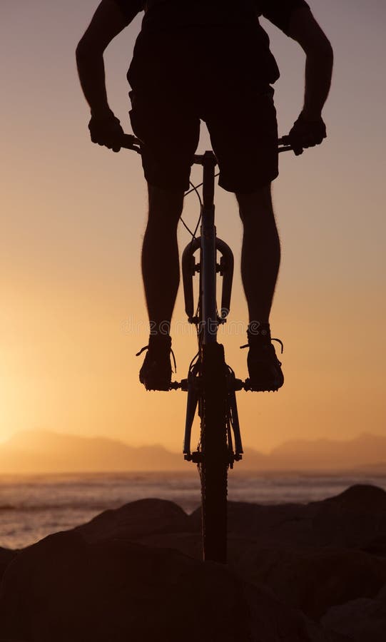 Mountain bike rider and sunset South Africa royalty free stock photos Mountain bike rider and sunset South Africa royalty free stock photos