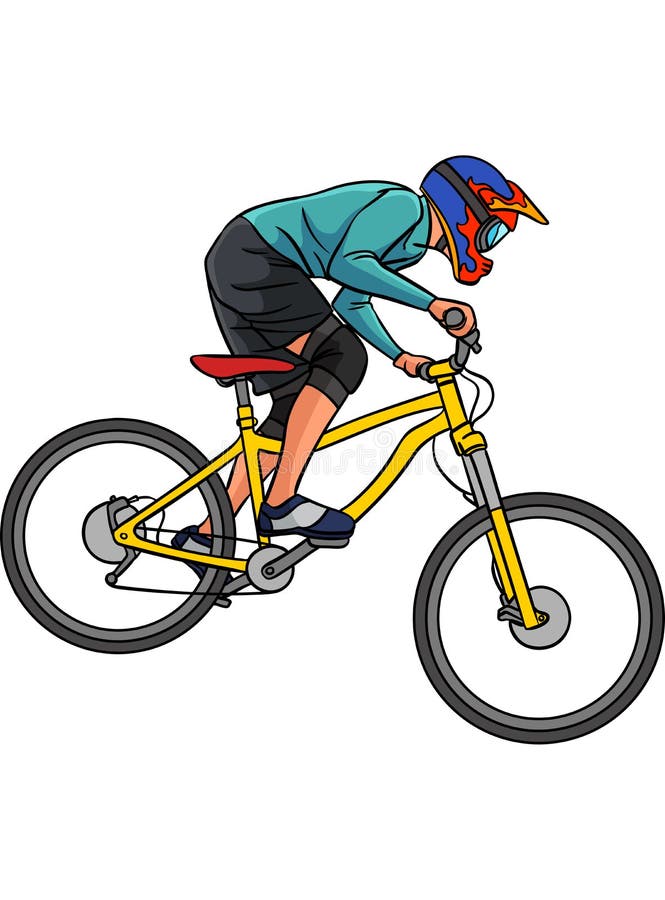 Mountain Biker Cartoon Colored Clipart Stock Vector - Illustration of