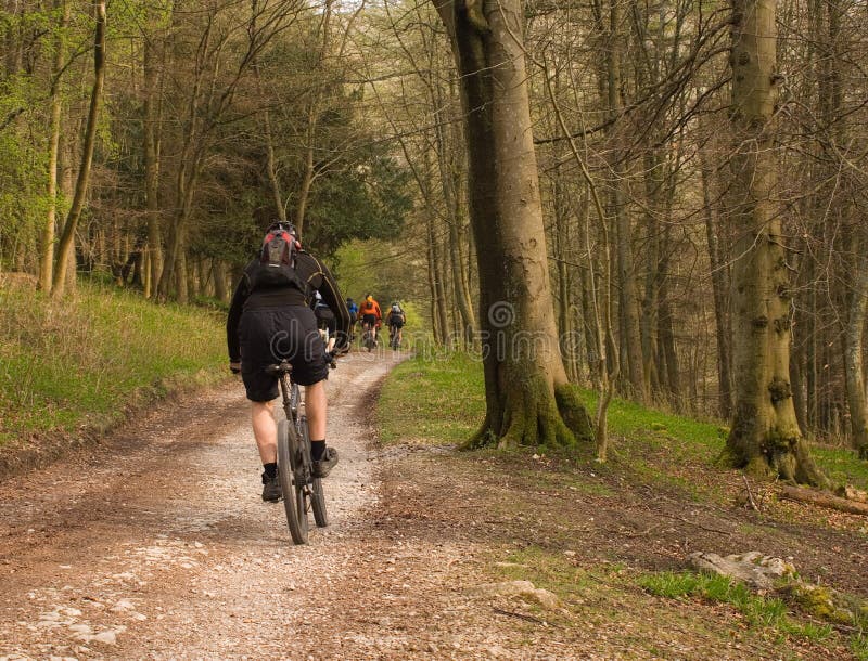 Mountain bikers on dirt track