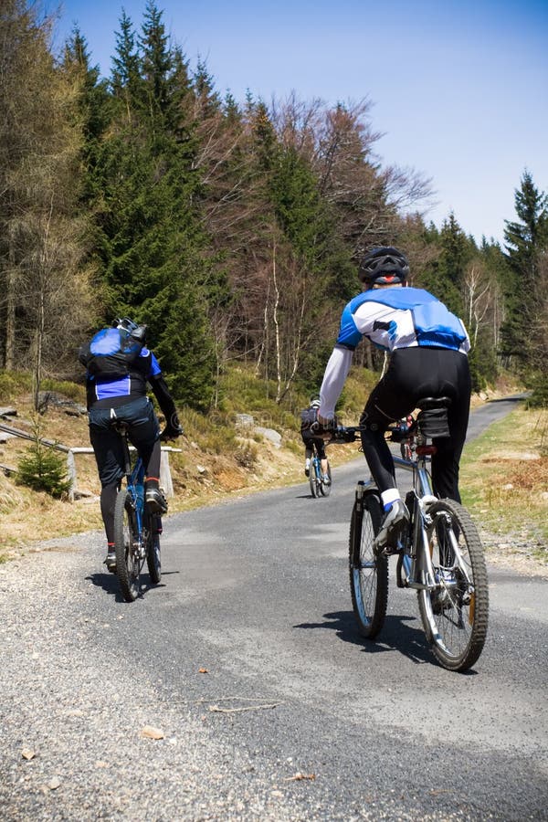 Mountain bikers going uphill