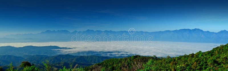 Mountain blue sky sunlight nature background outdoor view for de
