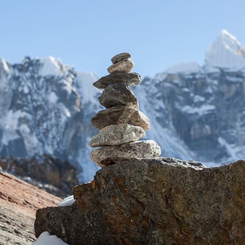 Mountain cairn on Everest Base Camp route in.