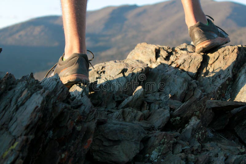 Rugged Feet In Primitive Sandals On Mountain Stock Photo - Image of ...