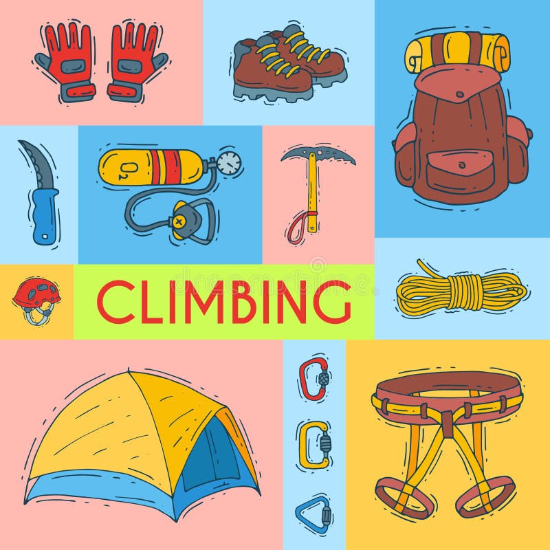 Mountain Climbing, Alpinism and Mountaineering Vector Illustration ...