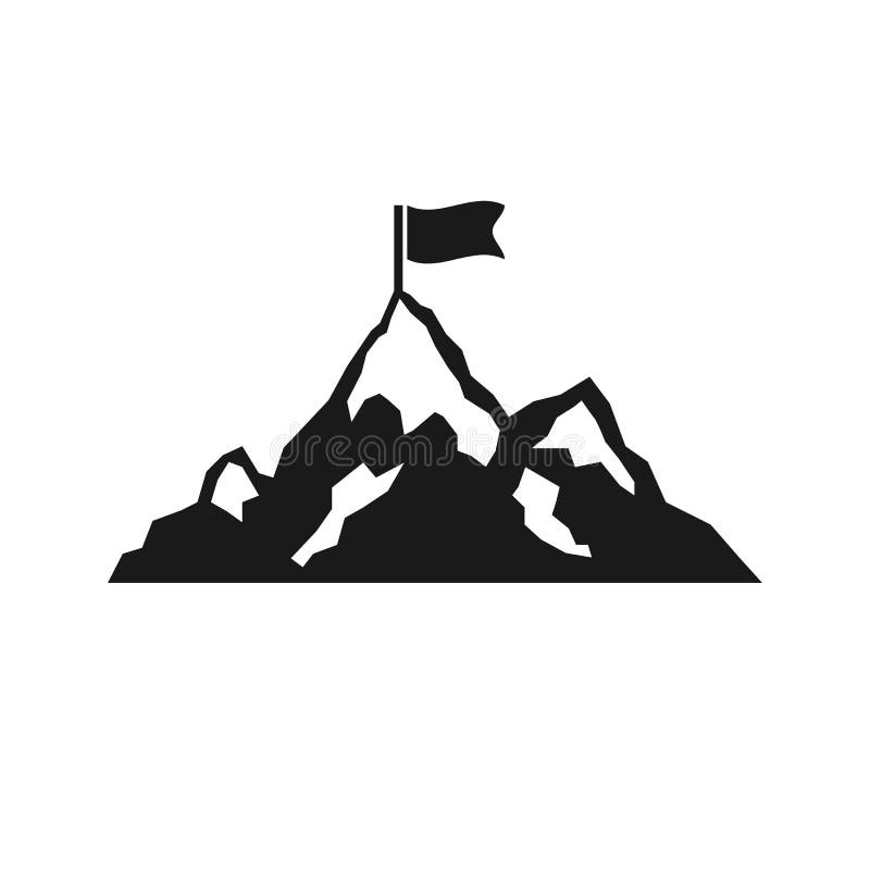 Mountain with flag icon isolated on white background. Vector illustration. vector illustration Mountain with flag icon isolated on white background. Vector illustration. vector illustration