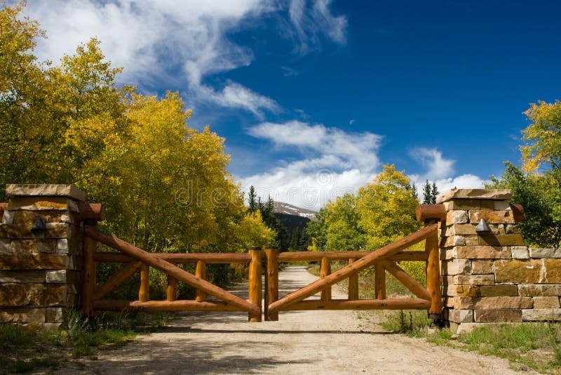 Colorado Ranch with Wooden Gate Stock Image Image of relax, panoramic