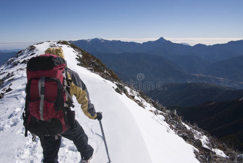 Mountain guide on snow royalty free stock photography