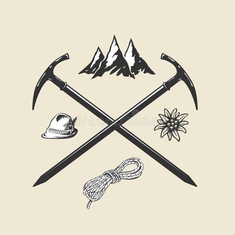 Mountain hiking outdoor vintage icon flat web sign symbol logo label set royalty free illustration Mountain hiking outdoor vintage icon flat web sign symbol logo label set royalty free illustration