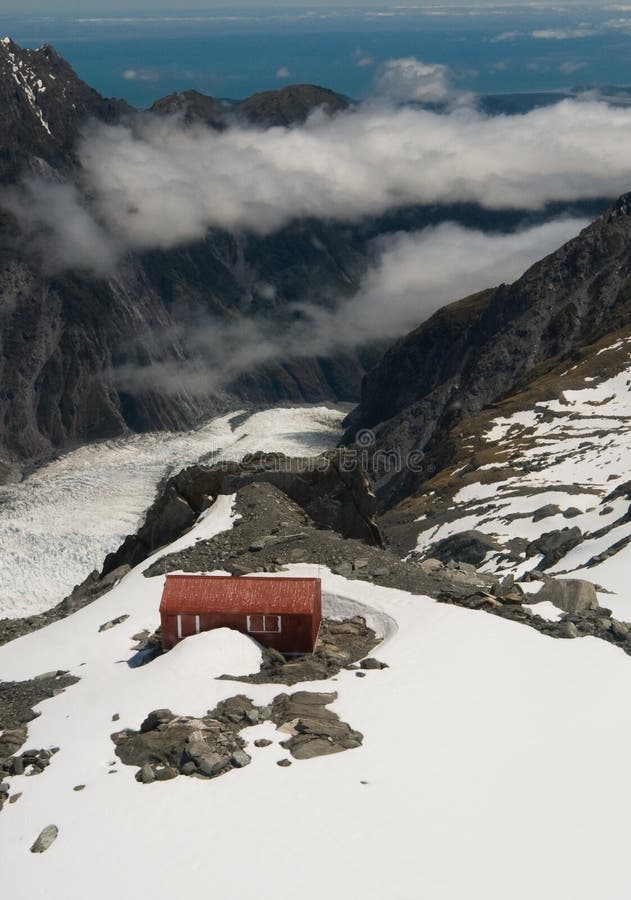 Mountain Hut and Glacier New Zealand