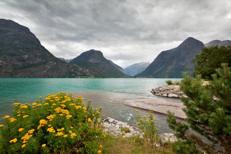 Scenic view of Oppstrynsvatnet lake at Geirangerfjord area, Hellesylt - Norway - Scandinavia