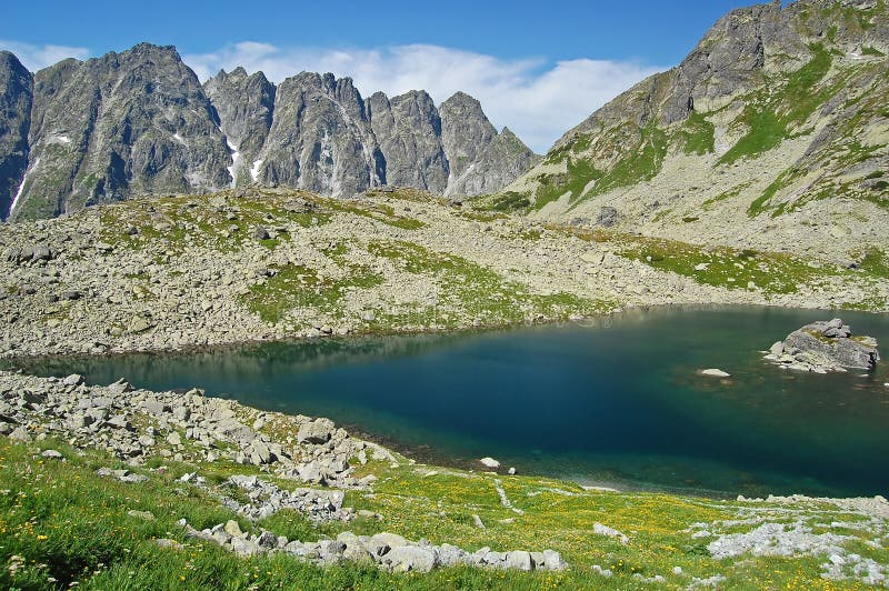 Mountain lake in Mieguszowiecka valley in Slovakia