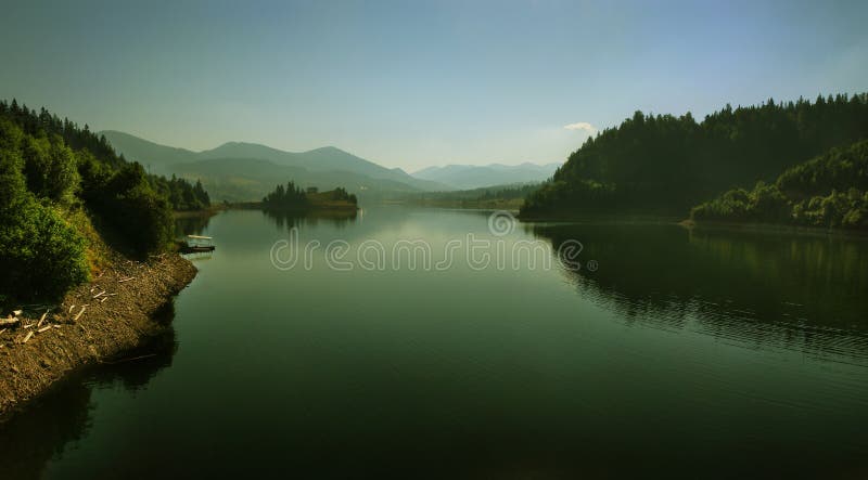 Mountain lake morning great summer view