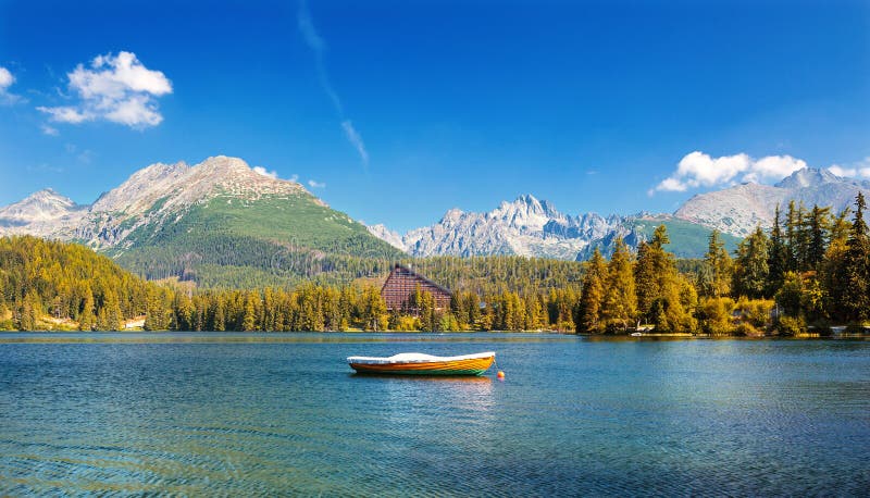 Mountain lake in National Park High Tatras,Strbske pleso,Slovakia,Europe.