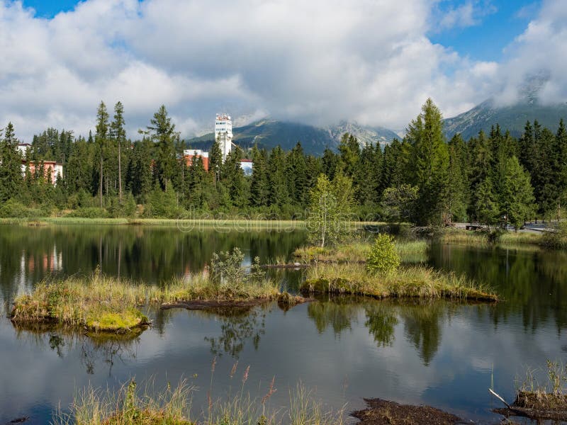 Mountain lake Nove Strbske pleso in National Park High Tatra, Slovakia, Europe