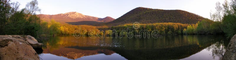 Mountain lake panoramic view