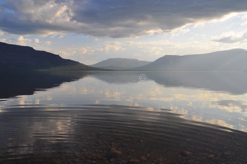 Mountain lake in the Putorana plateau.