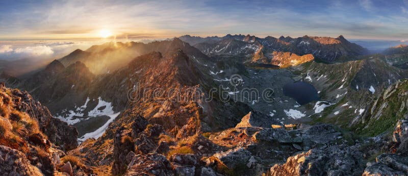 Mountain landcape panorama at summer in Poland Tatras near Zakopane from peak Swinica