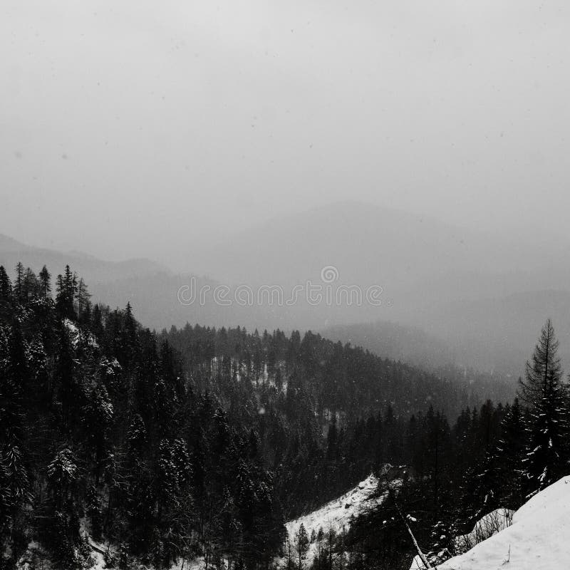 Mountain landscape, black and white