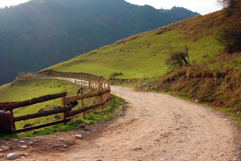 Mountain landscape: curved rural road