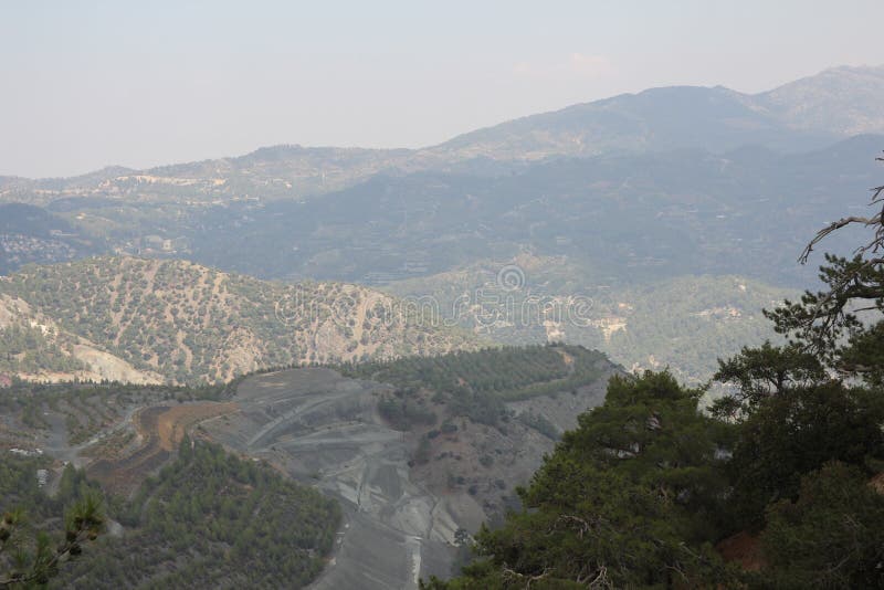 Mountain landscape. High gray mountains and sparse vegetation