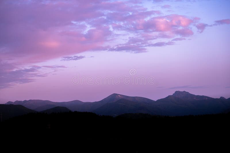 Mountain landscape of Mala Fatra at sunrise, Slovakia