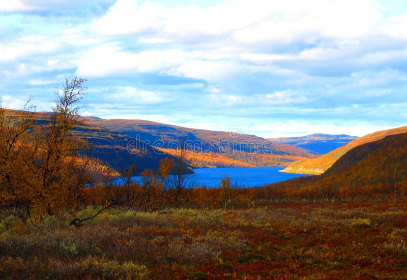 Mountain Landscape In Northern Norway. Autumn Colors, Mountain Lake