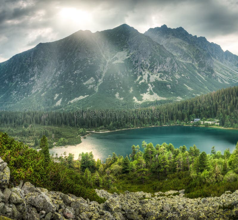 Mountain landscape with pond