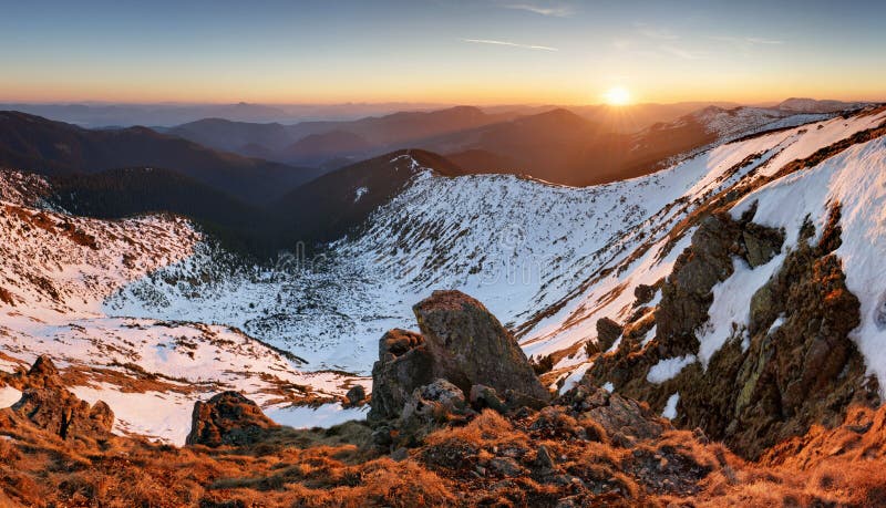 Mountain landscape at spring - winter in Slovakia, Low Tatras pa