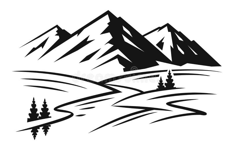Mountain and Landscape Vector Stock Vector - Illustration of drawing