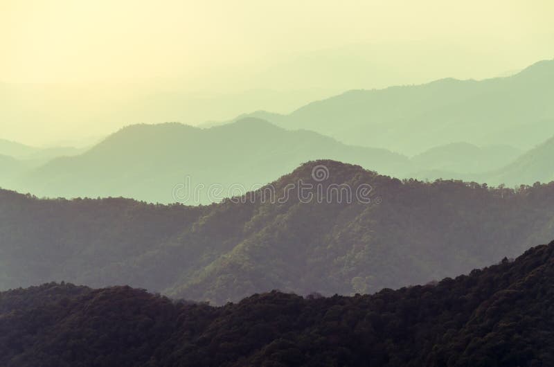 Mountain in Layer,landscape Mountain Vintage Style Stock Photo Image