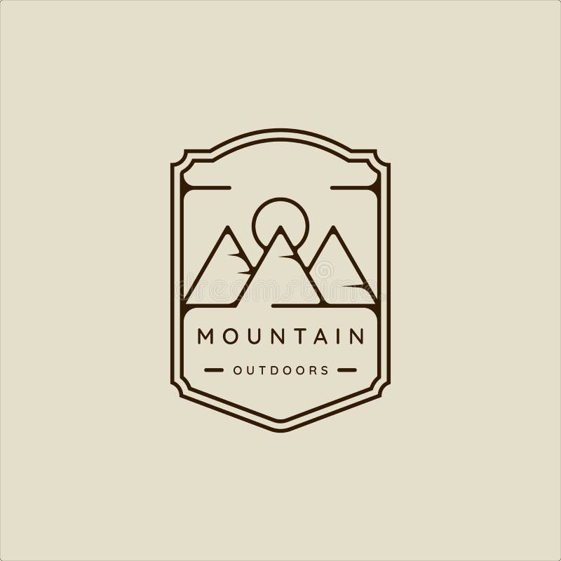 Mountain Line Art Simple Emblem Logo Vector Illustration Template Icon ...