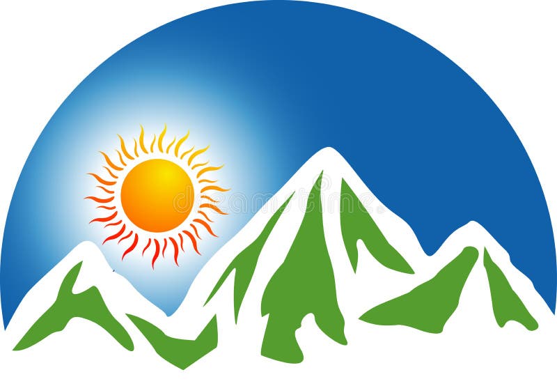 Illustrazioni da montagna designazione dell'organizzazione o istituzione progetto isolato su sfondo bianco.