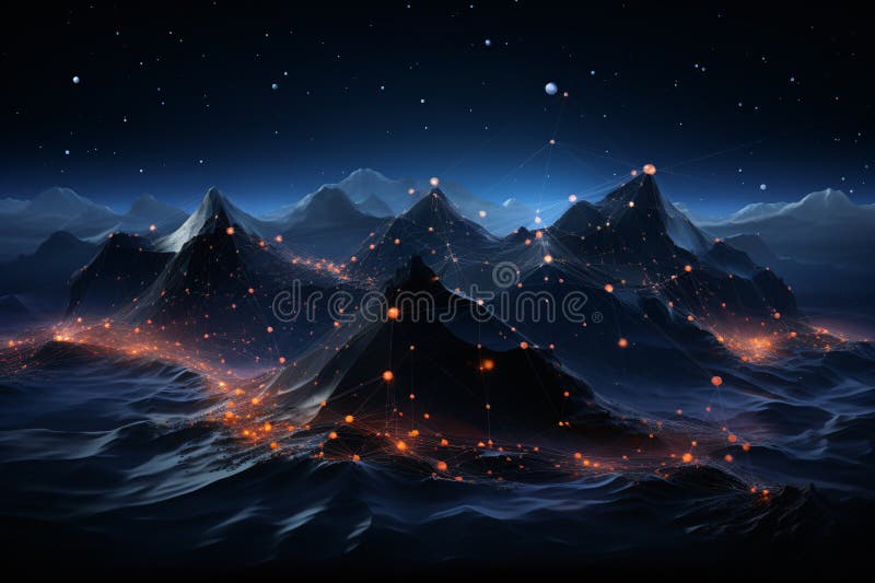 Mountain Mesh Simulation Connection Technology Background Illustration stock illustration