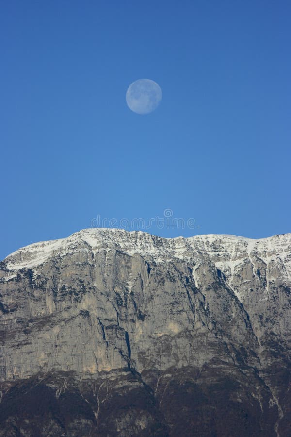 Mountain&moon stock photo. Image of peak, copy, copyspace 3907706