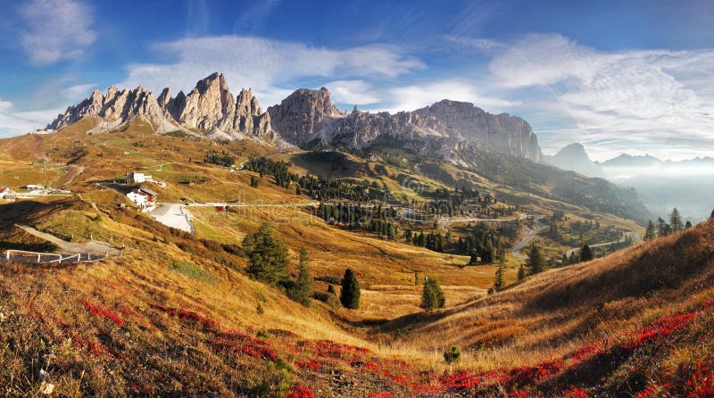 Mountain panorama in Italy Alps dolomites - Passo Gardena