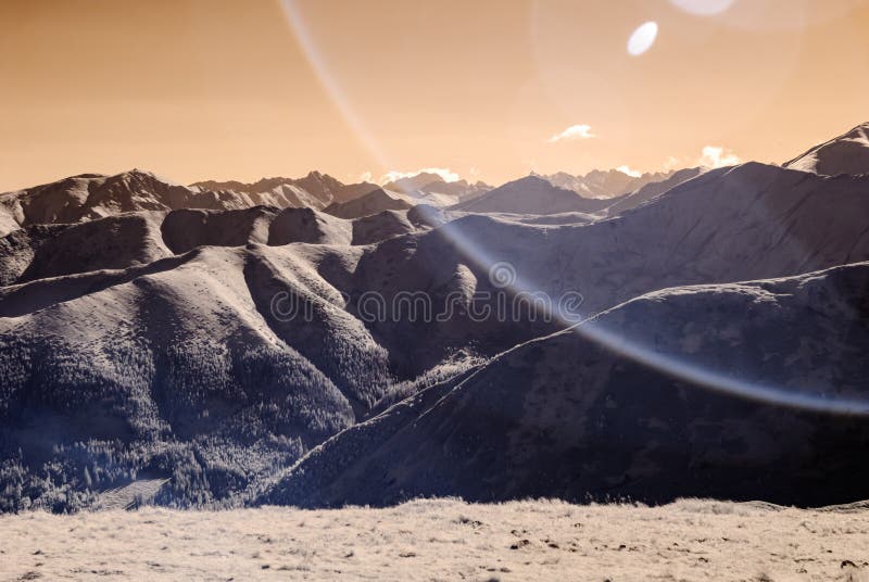 Pohled na panorama hor z Volovce na Slovensku