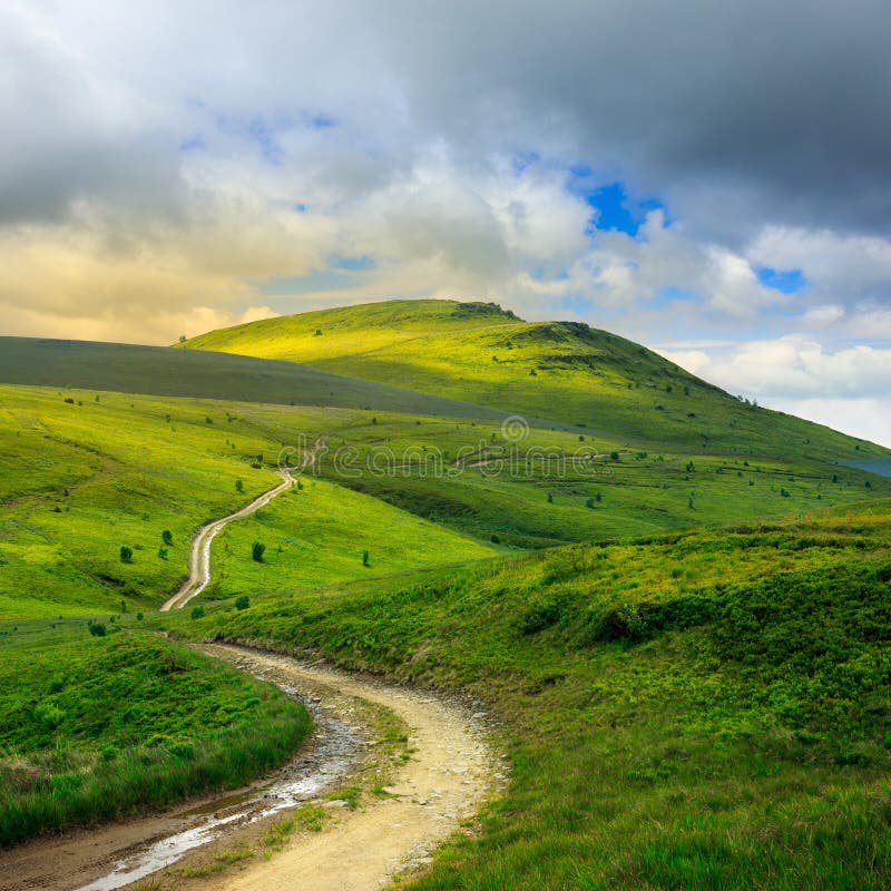 Mountain path uphill to the sky