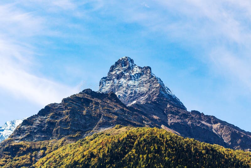 mountain peak over Dombay resort village