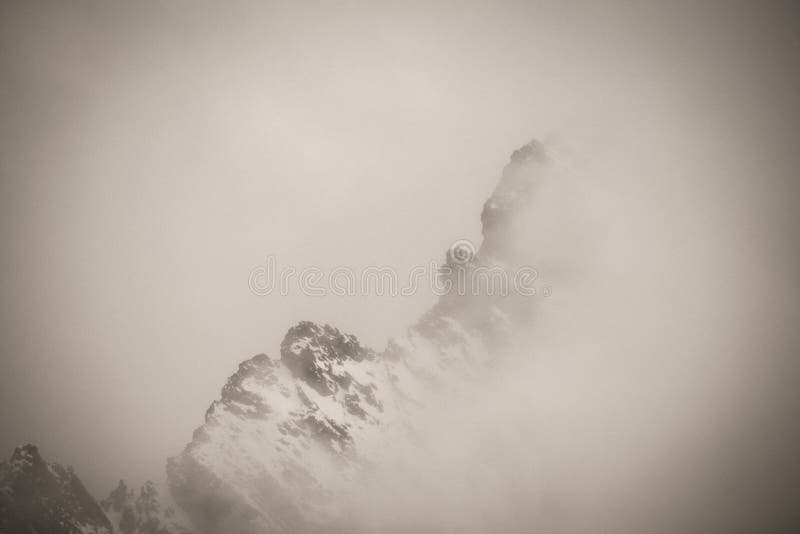 Mountain peak view from Krivan in slovakia - vintage retro look